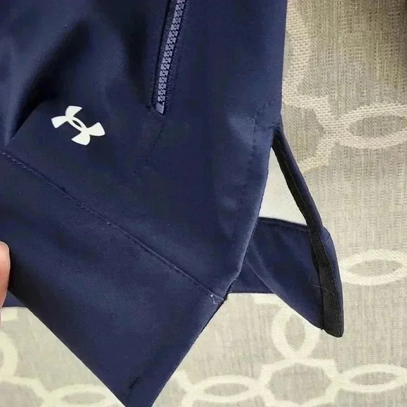 Under Armour Full Zip Navy Blue Windbreaker Mock neck Men's Sweatshirt Small - Picture 5 of 10